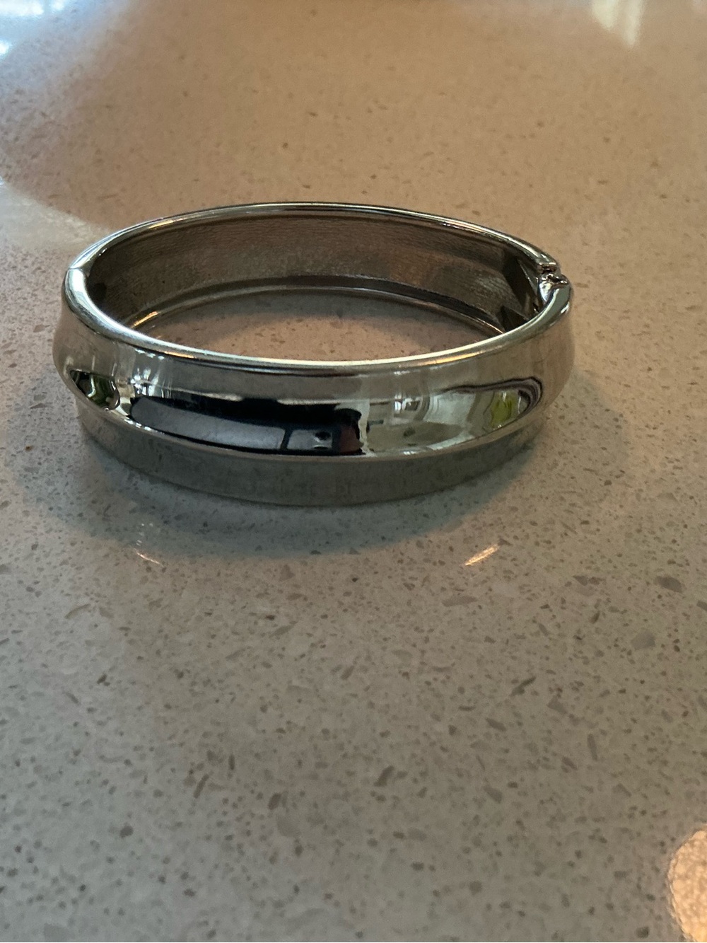 Silver Dome Hinged Bangle Bracelet